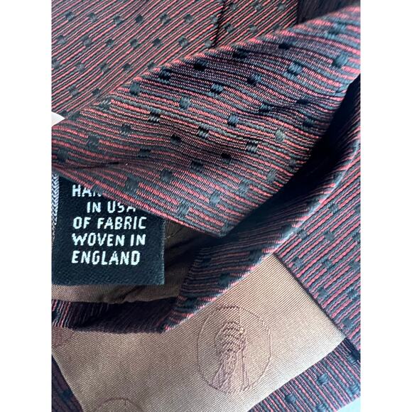 Hickey Freeman Made in England Men’s Silk Neck Tie Red & Black SG - Picture 6 of 10